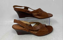 Load image into Gallery viewer, Maximiliano Womens Brown Leather Open Toe Wedge Heel Slingback Sandals Size 9
