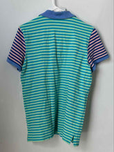 Load image into Gallery viewer, Lands' End Womens Multicolor Striped Print Short Sleeve Polo Shirt Size M

