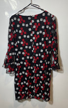 Load image into Gallery viewer, Karl Lagerfeld Womens Multicolor Floral Bell Sleeve Overlay Mini Dress Size 8
