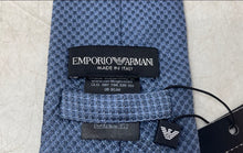 Load image into Gallery viewer, Emporio Armani Mens Blue Geometric Print Silk Keeper Loop Pointed Tie With Tag
