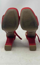 Load image into Gallery viewer, Wild Diva Lounge Womens Red Block Heel Platform Ankle Strap Sandals Size 7.5
