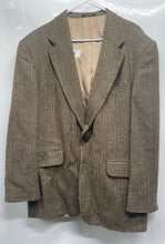 Load image into Gallery viewer, Oscar De La Renta Mens Brown Plaid Long Sleeve One-Button Blazer Jacket Size 44R
