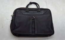 Load image into Gallery viewer, Cole Haan Mens Black Leather Inner Pockets Double Handle Laptop Case Briefcase
