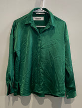 Load image into Gallery viewer, Zara Womens Green Long Sleeve Collared Button-Up Shirt Size Small

