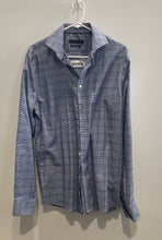 Load image into Gallery viewer, Tommy Hilfiger Mens Blue Plaid Stretch Slim Fit Dress Shirt Size M 15.5 34/35

