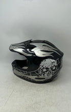 Load image into Gallery viewer, TCMT Black White Skull And Flame Graphic Full-Face Motocross Helmet Size L
