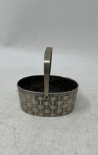 Load image into Gallery viewer, Silver-Tone Movable Handle Decorative Collectible Oval Woven Trinket Basket
