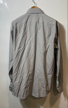 Load image into Gallery viewer, Authentic Balmain Mens Gray White Striped Long Sleeve Dress Shirt Size L Stained
