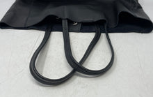 Load image into Gallery viewer, Womens Black Pebbled Leather Inner Pocket Double Handle Tote Handbag
