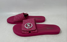 Load image into Gallery viewer, Michael Kors Womens Fuchsia Signature Print Slip-On Slide Sandals Size 8M

