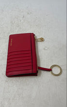 Load image into Gallery viewer, Michael Kors Womens Red Signature Leather Keyring Jet Set Charm Card Case Wallet
