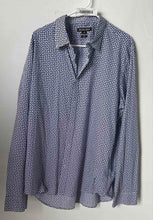 Load image into Gallery viewer, Michael Kors Mens Blue White Geometric Print Slim Fit Button-Up Shirt Size XL

