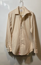 Load image into Gallery viewer, Calvin Klein Mens Peach White Plaid Stretch Non-Iron Slim Fit Dress Shirt Sz 16
