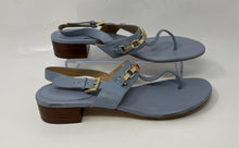 Load image into Gallery viewer, Michael Kors Womens Charlton Blue Leather Block Heel Slingback Sandals Size 9.5M
