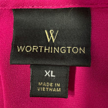 Load image into Gallery viewer, Worthington Womens Fuchsia Long Sleeve Criss Cross V-Neck Wrap Blouse Top Sz XL
