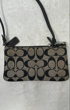 Load image into Gallery viewer, Coach Womens Brown Black Signature Print Charm Zipper Demi Wristlet Wallet
