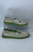 Load image into Gallery viewer, Sperry Top-Sider Mens White Light Green Leather Moc Toe Boat Shoes Size 10M
