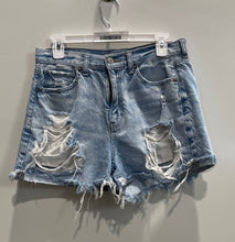 Load image into Gallery viewer, American Eagle Outfitters Womens Blue Denim Distressed Boyfriend Shorts Size 8
