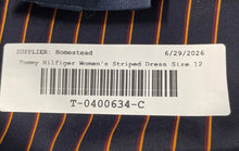 Load image into Gallery viewer, Tommy Hilfiger Womens Black Orange Striped Roll Tab Sleeve Shirt Dress Size 12
