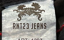 Load image into Gallery viewer, RNT23 Mens Blue Red Stitching Denim Pockets Straight Leg Jeans Size 34
