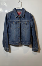 Load image into Gallery viewer, Guess Womens Blue Cotton Long Sleeve Collared Pockets Denim Jacket Size M
