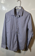 Load image into Gallery viewer, Express Mens Blue And White Striped Cotton Long Sleeve Dress Shirt Size S
