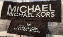 Load image into Gallery viewer, Michael Kors Mens Blue And White Plaid Print Cotton Button-Up Shirt Size M
