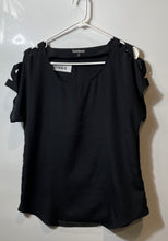 Load image into Gallery viewer, Express Womens Black Round Neck Cut-Out Shoulder Blouse Top Size Small
