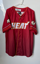 Load image into Gallery viewer, UNK Mens Multicolor Short Sleeve Button Front Miami Heat Basketball Jersey Sz L
