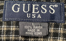 Load image into Gallery viewer, Guess Mens Brown Black Plaid Collared Long Sleeve Button-Up Shirt Size Large
