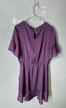 Load image into Gallery viewer, Vince Camuto Womens Purple Short Sleeve Ruffle Keyhole Back A-Line Dress Size S
