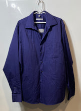 Load image into Gallery viewer, Geoffrey Beene Mens Blue Striped Collared Long Sleeve Dress Shirt Size 17
