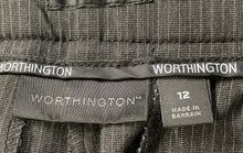 Load image into Gallery viewer, Worthington Mens Gray Pinstripe Pockets Flat Front Dress Pants Size 12
