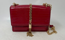 Load image into Gallery viewer, Aldo Womens Miyabel Red Croc Embossed Patent Leather Chain Strap Crossbody Bag
