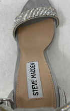 Load image into Gallery viewer, Steve Madden Womens Carrson Silver Rhinestone Block Ankle Strap Sandals Sz 7.5M
