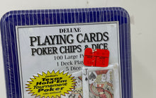 Load image into Gallery viewer, Cardinal Texas Tournament 100 Pcs 4681 Deluxe Playing Cards Poker Chips Dice Set
