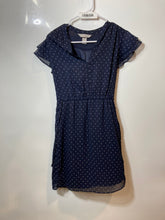 Load image into Gallery viewer, H&amp;M Womens Blue Printed Chiffon V-Neck Flutter Sleeve Pullover Mini Dress Size 2

