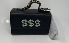 Load image into Gallery viewer, Soulfina Womens Black Glitter Top Handle Detachable Strap Crossbody Bag w/ Tags
