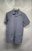 Load image into Gallery viewer, Perry Ellis Mens Blue Printed Lightweight Short Sleeve Button-Up Shirt Size S

