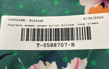 Load image into Gallery viewer, Express Portofino Womens Green Floral Long Sleeve Slim Fit Button-Up Shirt Sz S
