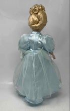 Load image into Gallery viewer, Vintage Collectible Blonde Curly Hair Porcelain Doll In Victorian Dress w/ Stand

