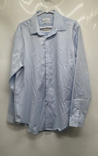 Load image into Gallery viewer, Calvin Klein Mens Blue Cotton Slim Fit Non-Iron Long Sleeve Dress Shirt 16 1/2
