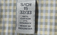 Load image into Gallery viewer, Perry Ellis Mens Yellow Gingham Print Slim Fit Long Sleeve Dress Shirt Size S
