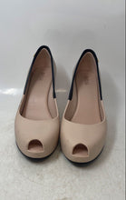 Load image into Gallery viewer, Melissa Womens Queen II Ad Beige Black Peep Toe High Wedge Platform Heels Sz 10
