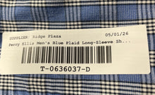 Load image into Gallery viewer, Perry Ellis Mens Blue Plaid Print Collared Long-Sleeve Button-Up Shirt Size S
