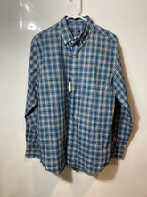Load image into Gallery viewer, Izod Mens Blue Plaid Long Sleeve Button-Up Shirt Size Medium With Tag
