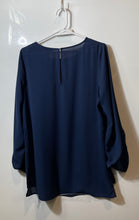 Load image into Gallery viewer, Express Womens Blue Long Sleeve Crew Neck Stretch Blouse Top Size Medium
