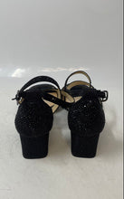 Load image into Gallery viewer, Alex Marie Womens Seyland Black Rhinestone Low Block Ankle Strap Heels Size 9M
