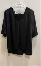 Load image into Gallery viewer, Tahari Womens Black V-Neck Short Sleeve Collarless Pullover T-Shirt Size Large
