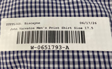 Load image into Gallery viewer, John Varvatos Mens Purple White Gingham Cotton Slim Fit Dress Shirt Size 17.5
